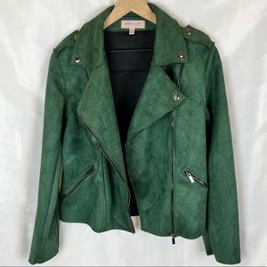 Philosophy Green Faux Suede Moto Jacket - US Size XS